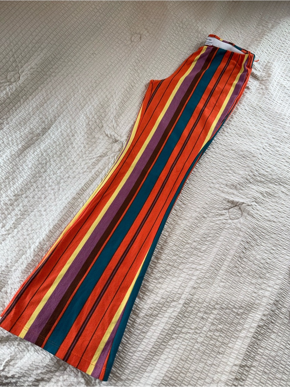 UO Vertical Striped Terry Cloth Flare Pants small